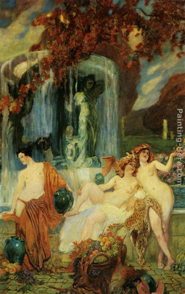 Paul Jean Gervais Jeunes femmes a la Vasque - Allegorie de Lautomne